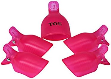 Ularma 5Pcs Toenail Soak Off Clip Caps Gel Nail Art Tips Reusable Clamp Remover (Hot Pink)