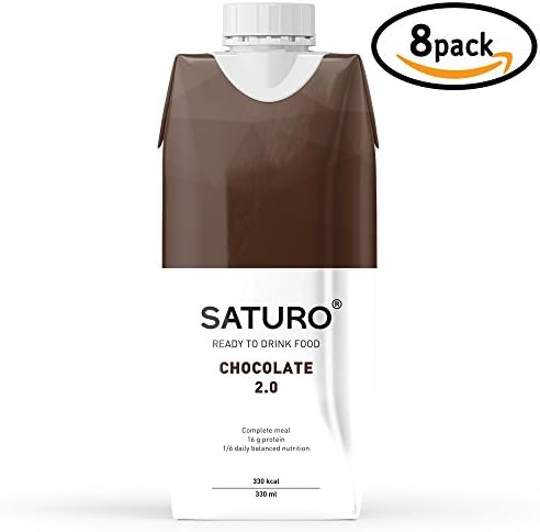 Meal Replacement Drinks Saturo, Chocolate, Nutritional Shake with Protein, 27 Essential Vitamins and Minerals, 330 kcal, Pack of 8