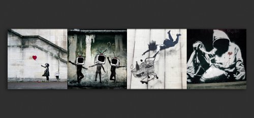 Wand Bilder Panels 200×50 cm ! Top Deko Tapete XXL Panorama Banksy Vlies FotoTapete XXL 11050905-24 - 2