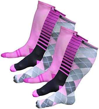 NAK Fitness Graduated Compression Socks Men And Women 1 Pair Best For Running, Nurses, Crossfit Medium Black/Blue Stripe