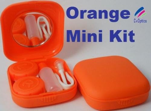Orange Mini Contact Lens Travel Kit Case - Pocket Size -