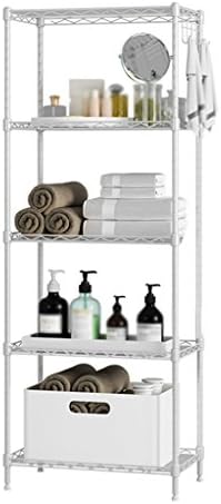 HYDT Kitchen storage rack five floor racks living room racks bathroom shelves ( Color : White )