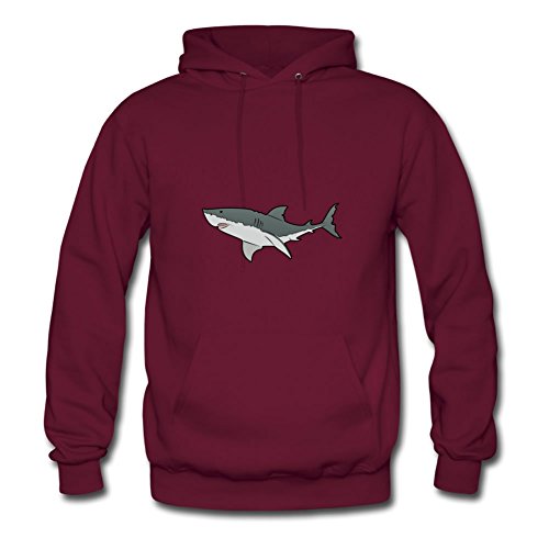 Burgundy Informal O-neck Great White Shark - Ocean - Sea Hoodies Small Women Customized