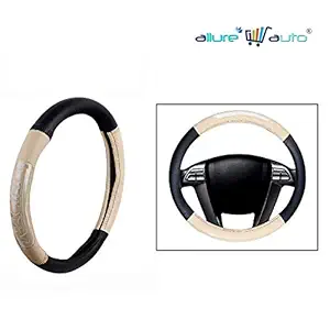 Allure Auto Racing Black & Beige Car Steering Wheel Cover for Mahindra XUV 300