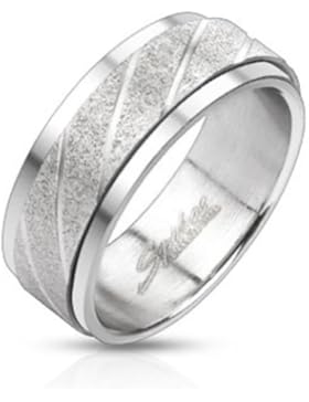 Paula & Fritz® Ring aus Edelstahl Chirurgenstahl 316L Spinner Band mit Wirbelmuster verfügbare Ringgrößen 60 (...