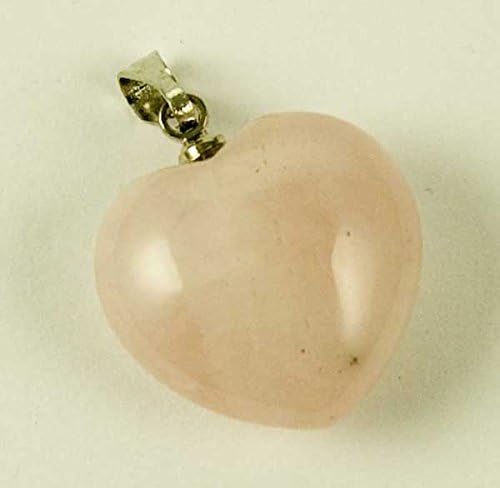 SMALL LOVE HEART ROSE QUARTZ PENDANT FOR NECKLACE 1.5cm PINK LOVEHEART WITH LEATHER NECKLACE &amp; GIFT BOX