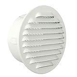 Paso aire 46 cm² La ventilación gta100rb-y Rejilla Redondo Empotrable, aluminio lacado blanco