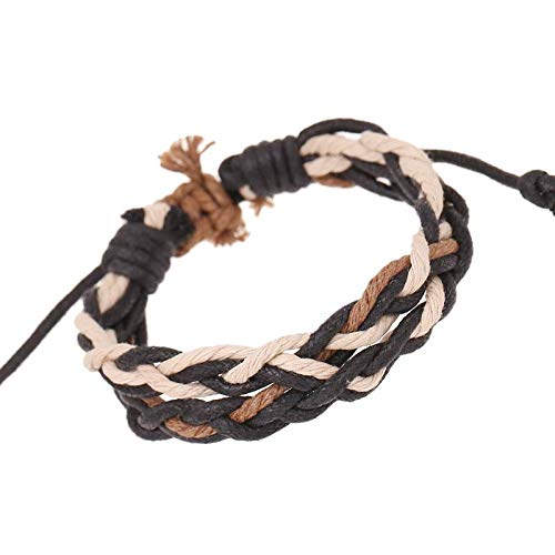 Bracelet Homme，Tresse À La Main Noir Beige Cire Brune Hommes Cadeau Bijoux Bracelets De Corde Adapté À Toutes Les Occasions De Travail Quotidien De Rencontres Portant Les Cadeaux De Noël