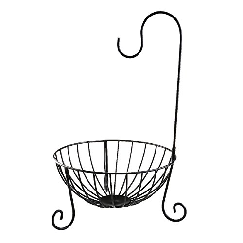 OUNONA Obstkorb mit Bananenhaken aus Metall Maße: 41 x 25 x 13cm (schwarz) - 7