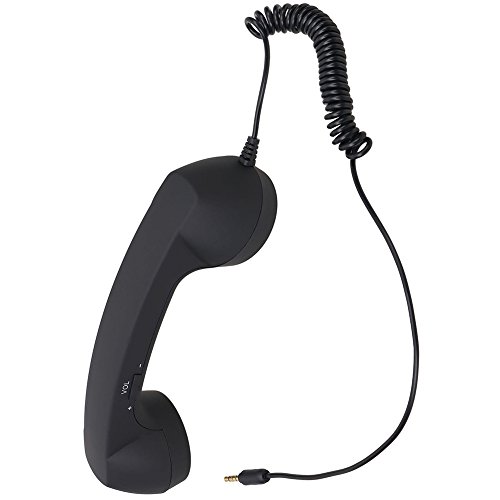 Demiawaking Cornetta Retro Prova di Radiazioni Ricevitore del Telefono Cellulare Microfono Auricolare 3.5 MM Socket per Android / IOS Mobile Phone (Nero)