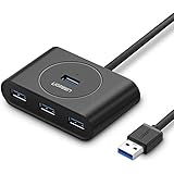 UGREEN Super Speed 4 Port USB 3.0 Hub Extra Leicht Verteiler bis zu 5Gbs für Apple MacBook,Windows Laptops und Ultrabooks,Tablet-PC wie MacBook Pro 2017/2016, MacBook Air, iMac 2017,1m Länge Schwarz