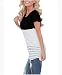 Produktbild hippolo Damen Casual Striped Patchwork Spitze Rücken Kurz Ärmel T Shirt Bluse Tunika Tops schwarz L