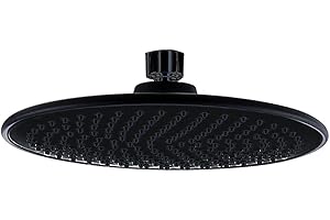 Kibath 438111 Duchón/Rociador Negro Mate diseño Redondo, Alcachofa Superior de Ducha con Efecto Lluvia, Diámetro de 20, Rosca Hembra de 1/2". Sistema antical