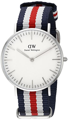 Daniel Wellington Classic Canterbury, Blau-Weiß-Rot/Silber Uhr, 36mm, NATO, für Damen und Herren