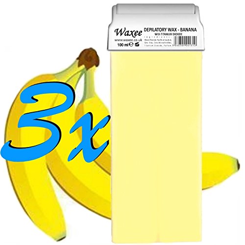 Roll on, roller wax cartridge 100ml BANANA with Titanium Dioxide (3 x 100ml roll-on wax)