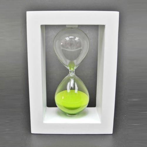 ColorMax Wooden Frame 30 Minutes Hourglass Sand Timer (hite Frame Green Sand)