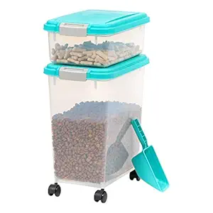 IRIS USA, Inc. Airtight Pet Food and Treat Storage Container Combo, Sea Foam