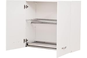 KLESIA Mobile Mobiletto da Muro/Parete Pensile Resistente per Moduli Cucina Componibile Colore Bianco (Colapiatti 80l x 32P x 72H cm)