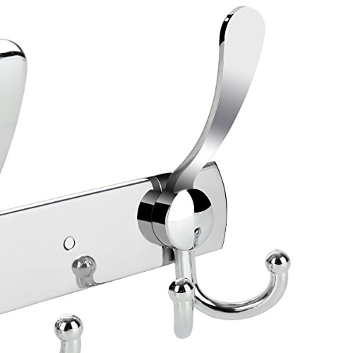 Hakenleiste Kleiderhaken Edelstahl Rostfrei Wandgaderobe Handtuchhaken Wandhaken Bademantelhaken Mantelhaken Bad Haken Handtuchhalter Gebürstet ca. 30kg Belastbar 5 Doppelhaken - 2