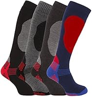4 Pairs of Mens High Performance Thermal Ski Socks Multi 6-11