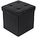 Songmics Tabouret Pouf Coffre Boîte de Rangement Repose-pied Cube Siège Pliable gagner de l'espace noir 38 x 38 x 38 cm LSF30B