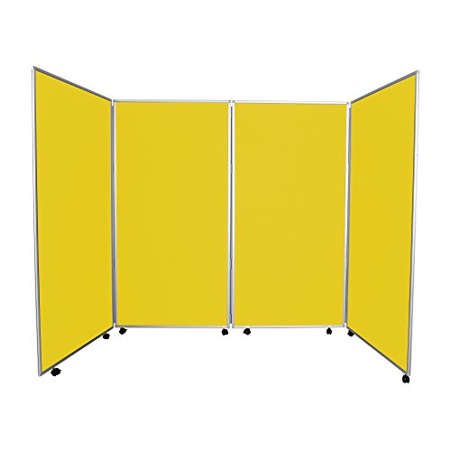 Panelwarehouse Mobile Jumbo Portable Folding Aluminium Frame Display Board - 3 Sizes & 11 Colours (Yellow, 4 Panel)