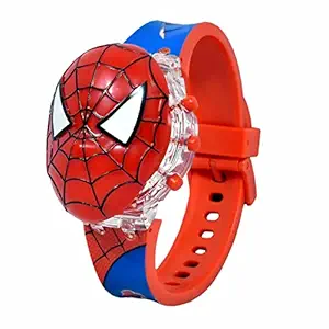 SHASHIKIRAN Watch for Boys Spider Man Kids Light Glowing Watch with Music Tune and Face Cover Multicolor Led Digital Light Kid Watch {3-9 Year Red