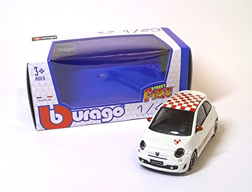 Fiat 500 Abarth 2008 weiß Dach Karo rot Modellauto 30199 Bburago 1:43