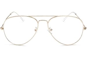MIGOO Unisex Vintage Pilotenbrille Blaulichtfilter Metall Rahmen Retro Brillenfassungen Lesung Gläser Dekor Mode Geek/Nerd Brille