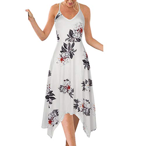 Preisvergleich Produktbild MCYs Damen Casual Sexy ÄrmellosBackless Printed Halfter Knielanges Kleid