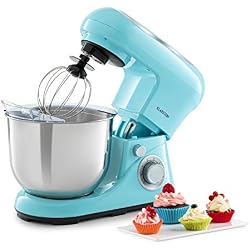Klarstein Bella Pico 2G Robot de cuisine - 1200 W/1,6 PS en 6 niveaux de puissance avec fonction Pulse, système de mélange planétaire, bol en acier inoxydable de 5l, 3 pcs, bleu