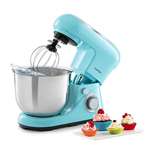 Klarstein Bella Pico 2G Robot de cuisine - 1200 W/1,6 PS en 6 niveaux de puissance avec fonction Pulse, système de mélange planétaire, bol en acier inoxydable de 5l, 3 pcs, bleu
