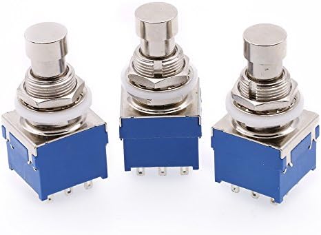 KITARA 9-Pin 3PDT Foot Switch Guitar Effects Pedal Blue Box Stomp latching off/on switch (Pack of 3)+4 picks