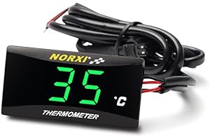NORXI Universal Motorrad Digital Thermometer Wassertemperaturmesser Super Dünn für Rennroller LED Display DC 12V Display Celsius (Grün)