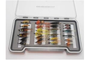 TROUTFLIES UK SALMON FLIES 24 Single and double hook Salmon Flies in a Fly Box NBX93