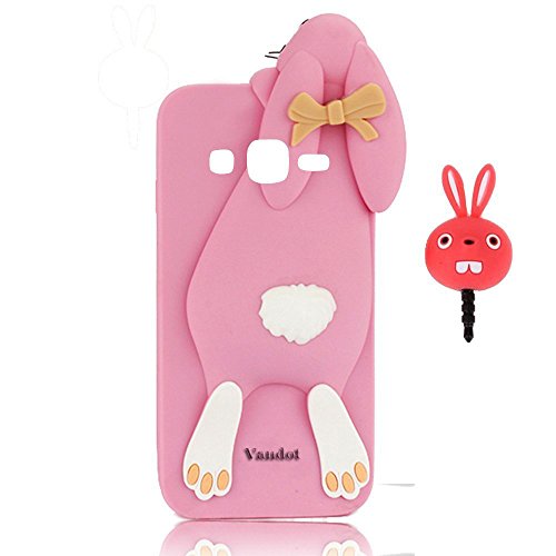 Vandot 2  ET1  funda Hull concha carcasa cartera funda Case Cover para Samsung Galaxy J5  conejo Buck dientes cuarta de protectora casos dr  le Belle 3d Design Shell   Red Rabbit tap  n antipolvo Plug anti-dust Cap Plug       lapin-rose