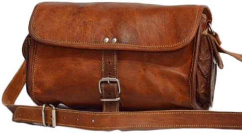 Vintage Handmade Genuine Leather Shoulder Hikinig Camera Lenses Duffle Bag