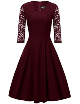 Gigileer Damen Kleider 3/4 Arm mit Spitzen Knielang Abendkleid Minikleid festlich Cocktail Party