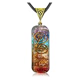 Wulilong 7 Chakra Healing Crystal Natural Gemstone Rainbow Crystals Orgone Energy Generator Protection Amulet Pendant Necklace For Women Men (rectangle)