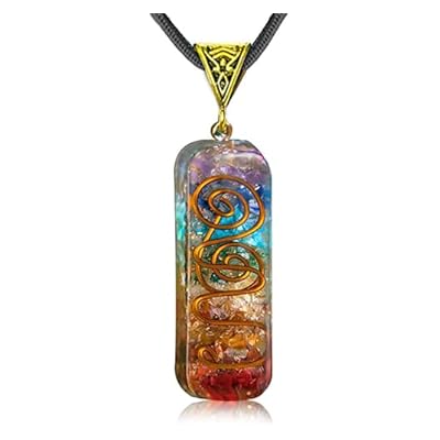 Wulilong 7 Chakra Healing Crystal Natural Gemstone Rainbow Crystals Orgone Energy Generator Protection Amulet Pendant Necklace For Women Men (rectangle)