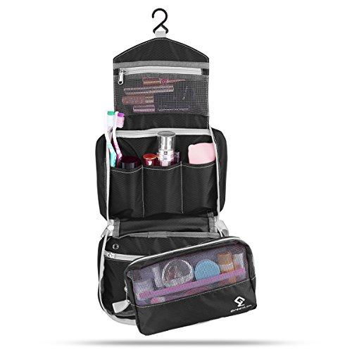 Preisvergleich Produktbild Totoose Kulturbeutel, Waschtasche, Multifunktional, Leicht, zum Aufhängen, Wasserdichtes und Reißfestes Polyestergewebe Kulturtasche, für Geschäftsreisen, Urlaube, Reisen (Schwarz)