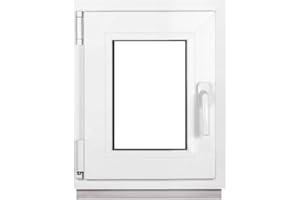 Framex Finestra Seminterrata Piccola in PVC Bianco, Larghezza x Altezza 40 x 50 cm (400 x 500 mm), Doppi Vetri (32 mm), Anta-Ribalta, Girevole DIN Sinistra – Premium