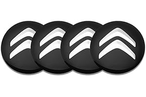 XGAGCF 4 Piezas Coche Rueda Centro Tapas Tapacubos Aluminio Buje Badge Pegatina, para Citroen C4 Grand Picasso Sedan C3 C5 Berlingo Jumper 56MM Auto Llantas Decorativa Emblema, Black