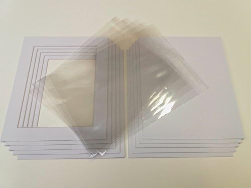 10 x Pack of Picture/Photo Mounts with Backs & Clear Bags - 10 x 8" for 8 x 6" or 7 x 5" Prints- Great Quality & Choice of Colours & Inside Sizes (Bright White, 8 x 6")