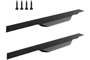 HOOPEVER 24 Inch Black Finger Edge Pull 2 Pack Cabinet Door Handles Aluminum Alloy Concealed Wardrobe Handle Hidden Invisible Furniture Long Strip Pull for Home Kitchen Bedroom Drawer, Matte 600mm with Screws