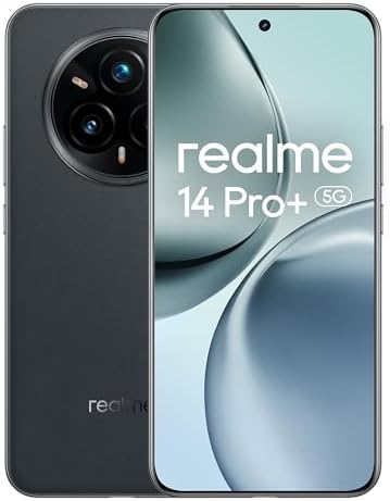 realme 14 Pro+ Smartphone 5G, Grigio, fotocamera Sony OIS Periscopica 3X, design che cambia colore sensibile al freddo,display da 120Hz, 18GB(8+10expansione)+256GB,IP69,Nessun adattatore