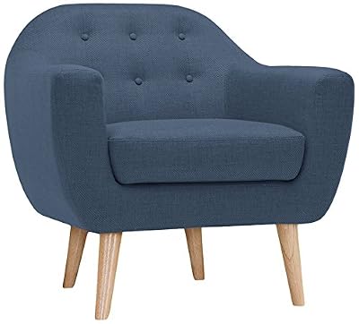 Menzzo fauteuil scandinave savoy tissu bleu