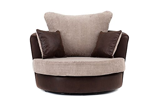 Dino Swivel Chair in Brown and Beige
