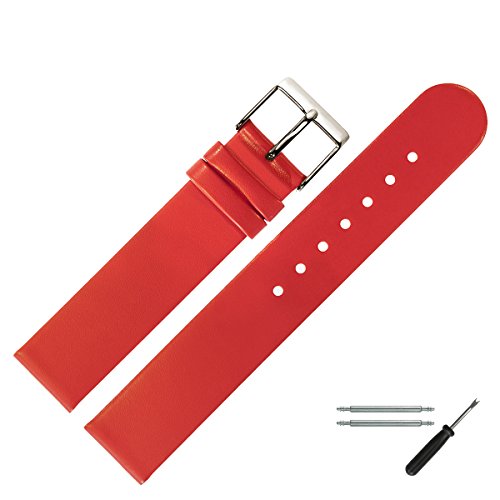 Uhrenarmband 20 mm Leder rot glatt - inkl. Federstege & Werkzeug - Ersatzband für Uhren - Uhrband mit Schlaufe - Marburger Uhrenarmbänder seit 1945 - koralle / silber Uhrenarmband 20 mm Leder rot glatt - inkl. Federstege & Werkzeug - Ersatzband für Uhren - Uhrband mit Schlaufe - Marburger Uhrenarmbänder seit 1945 - koralle / silber