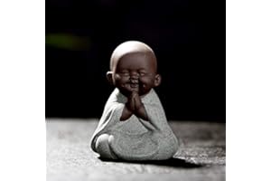 MONLIYA Keramik Nette Buddha Statue Mönch Figur Kreative Baby Bastelpuppen Ornamente Geschenk Klassisch Zarte Keramik Kunsthandwerk Tee Zubehör Kleines Entzückendes Geschenk Beste Wünsche Geschenk(Stil 7)